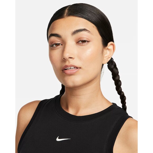 Nike Chill Knit Women's Tight Cropped Mini-Rib Tank‎ Top Black Size Large NWT - Picture 4 of 5